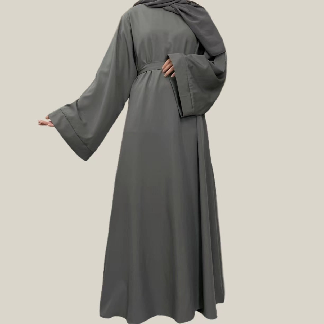 Muslim Abaya Loose One-piece Prayer Dress Full Sleeve Islamic Clothing Women Jilbab Dubai Saudi Robe Lace Up Long Dresses