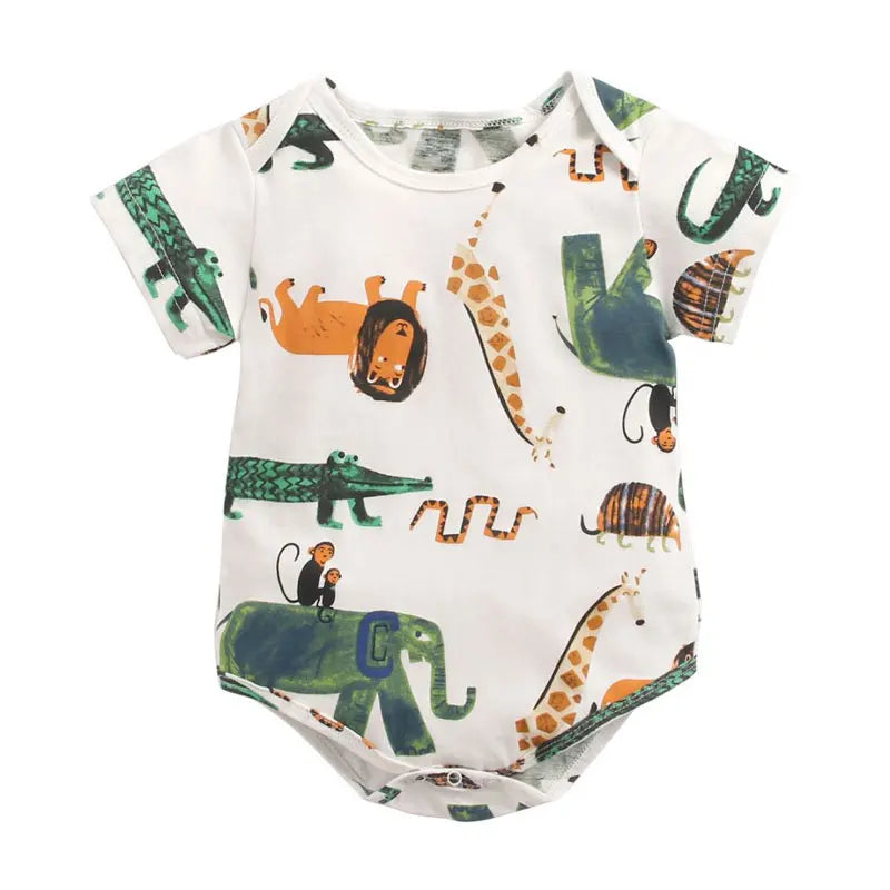 Cartoon Print Newborn Clothes Boys Bodysuits Cotton Short Sleeve Baby Girl Clothes Summer Baby Bodysuits 1-3 Years