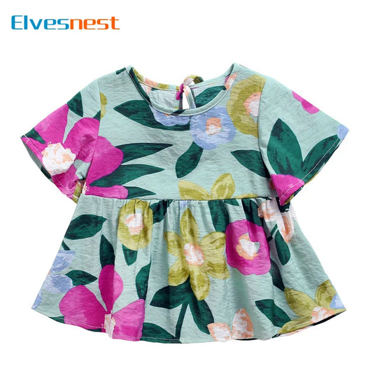 Cartoon Print Baby Flower Girl Dresses Cotton Short Sleeve Kids Dresses for Girls Summer Girls Casual Dresses 1-4 Years