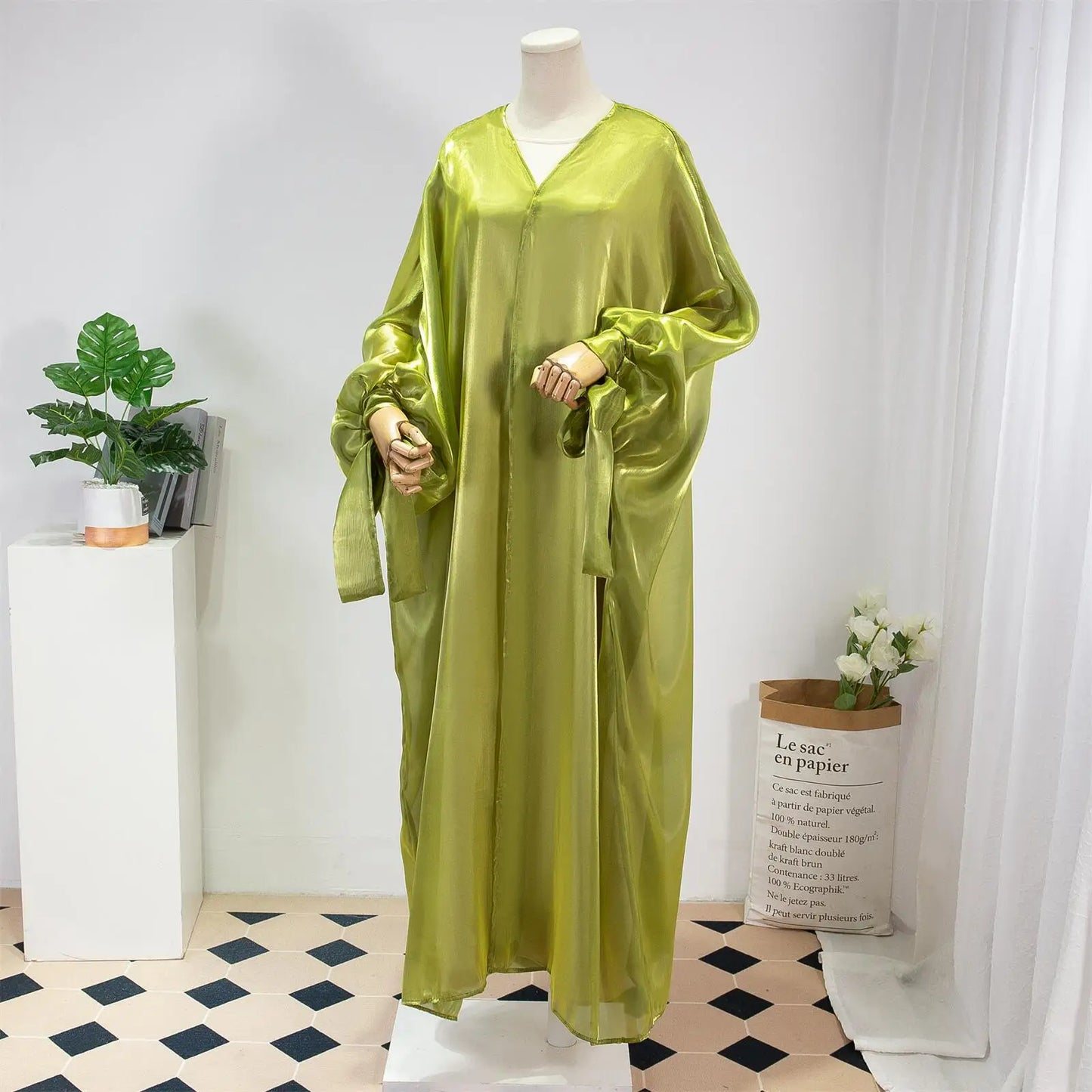 Muslim Out Abaya Kaftans Women Jilbabs Smocking Sleeve Lace Up Prayer Cardigan Coat Islamic Clothing Dubai Saudi Robe Turkish