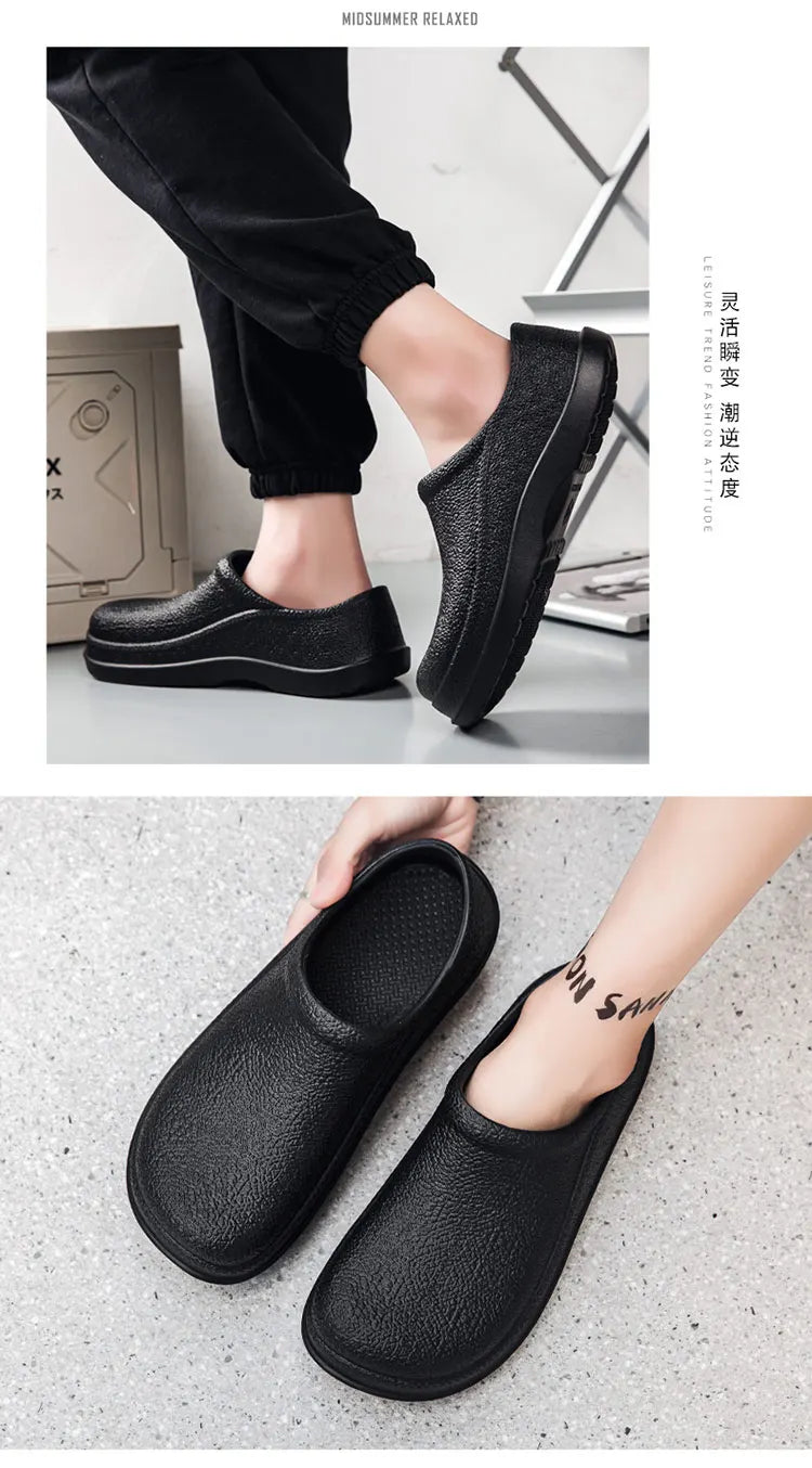 Non-slip kitchen shoes Oil-proof waterproof work shoes Large size casual fashion thick soled wear-resistant men's shoes