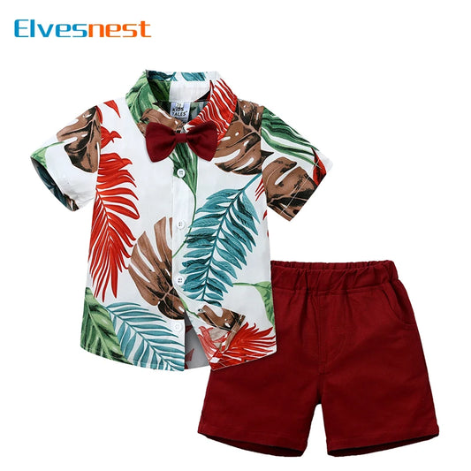 Fashion Kids Clothes Boys Outfit Summer Boy Clothing Sets Cotton Short Sleeve Shirt Shorts Children Clothing 1-6 Years