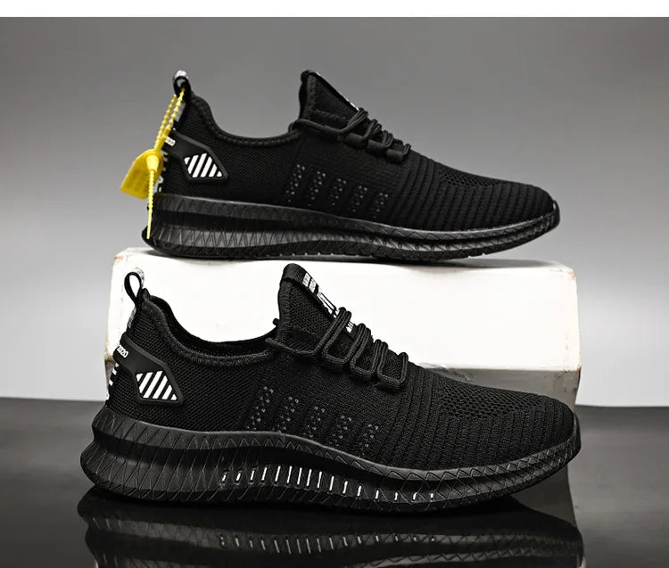 Men's sneakers lace-up flying woven through casual shoes vulcanized lightweight flat comfortable running shoes plus size 48