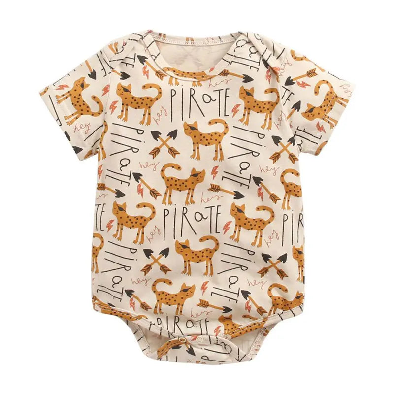 Cartoon Print Newborn Clothes Boys Bodysuits Cotton Short Sleeve Baby Girl Clothes Summer Baby Bodysuits 1-3 Years