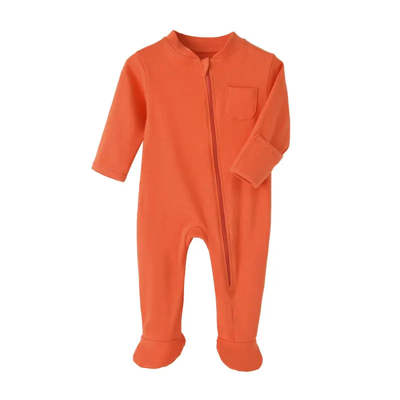 Fashion Solid Color Newborn Clothes Girls Bodysuits Spring & Autumn Baby Boy Clothes Cotton Long Sleeve Baby Footies 3-12 Months