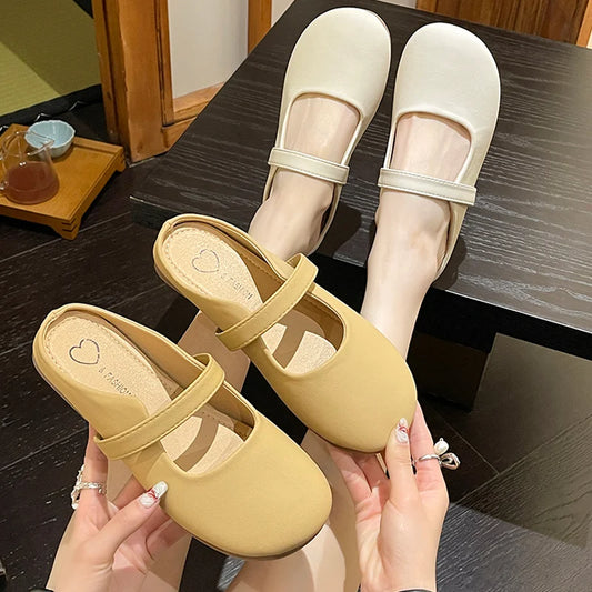 Women's casual flat slippers 2024 New Fashion Outwear Muller Shoes Network Red Tide Flow Anti slip Slippers