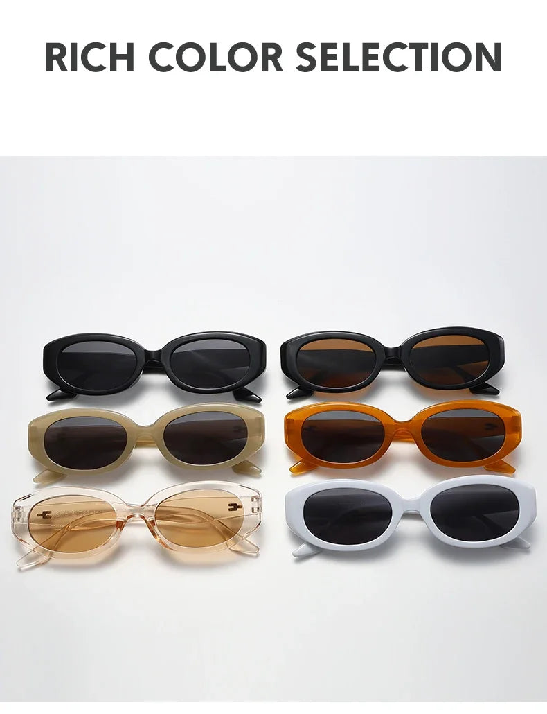 New Trend Sunglasses Women Men Oval Rice Nail Design Retro Casual Fashion Travel Sun Glasses for Female UV400