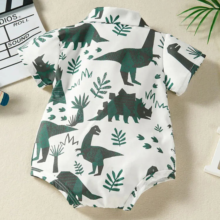 Summer Newborn Clothes Boy Bodysuits Otton V-neck Short Sleeve Baby Boys Clothing Cartoon Baby Bodysuits 3-24 Months