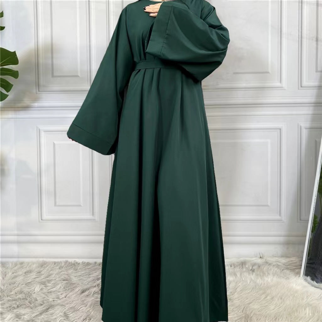 Muslim Abaya Loose One-piece Prayer Dress Full Sleeve Islamic Clothing Women Jilbab Dubai Saudi Robe Lace Up Long Dresses