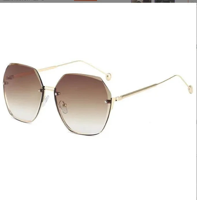 2024 New Fashion Brand Design Vintage Rimless Polit Sunglasses Women Men Retro Cutting Lens Gradient Sun Glasses Female UV400