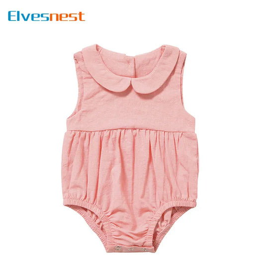 Fashion Solid Baby Clothes Girls Bodysuits Summer Infant Boy Bodysuits Cotton Sleeveless Newborn Clothing 0-12 Months