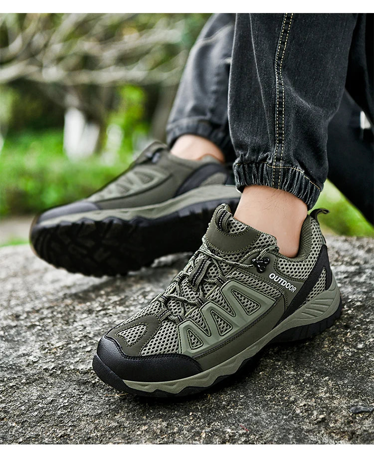 New men 2024 flat comfortable mesh surface breathable fashion casual sports men's shoes plus size hiking hiking sneakers