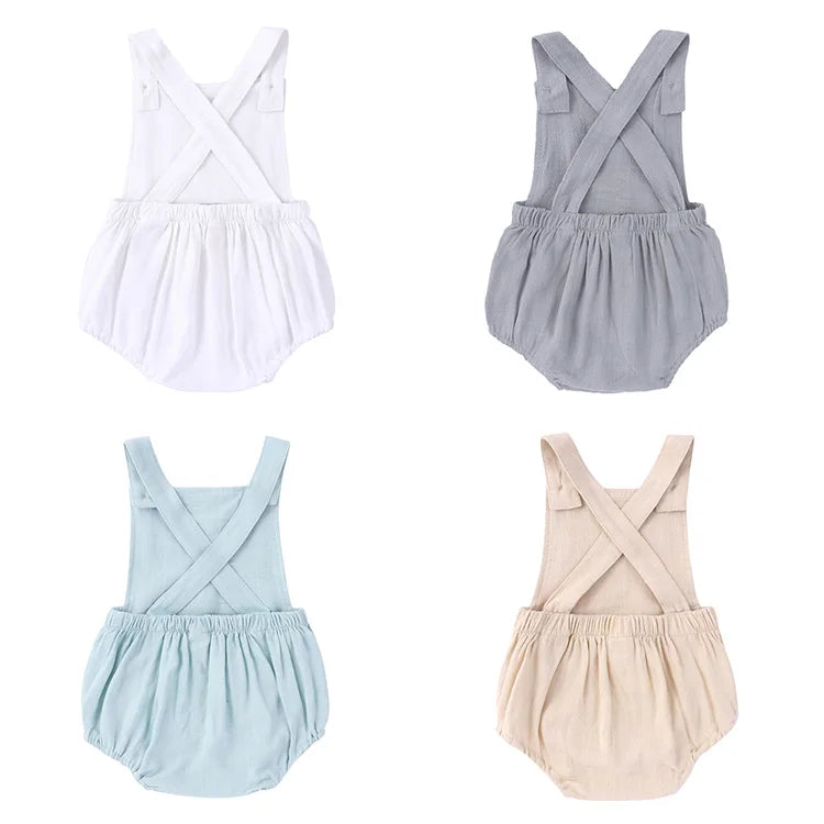 Summer Baby Girls Clothes Solid Color Newborn Clothes Boys Bodysuits Cotton Sleeveless Square Collar Baby Clothes 0-24 Months