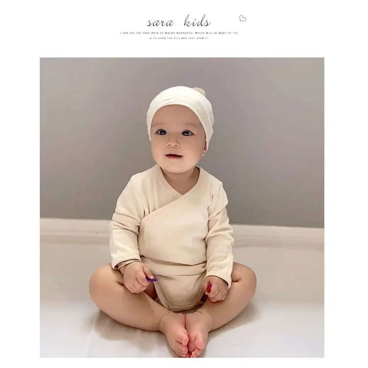 Fashion Solid Color Boys Bodysuit + Hat 2 Pcs Spring & Autumn Baby Girl Bodysuit Long Sleeves Newborn Clothes 3-18 Months