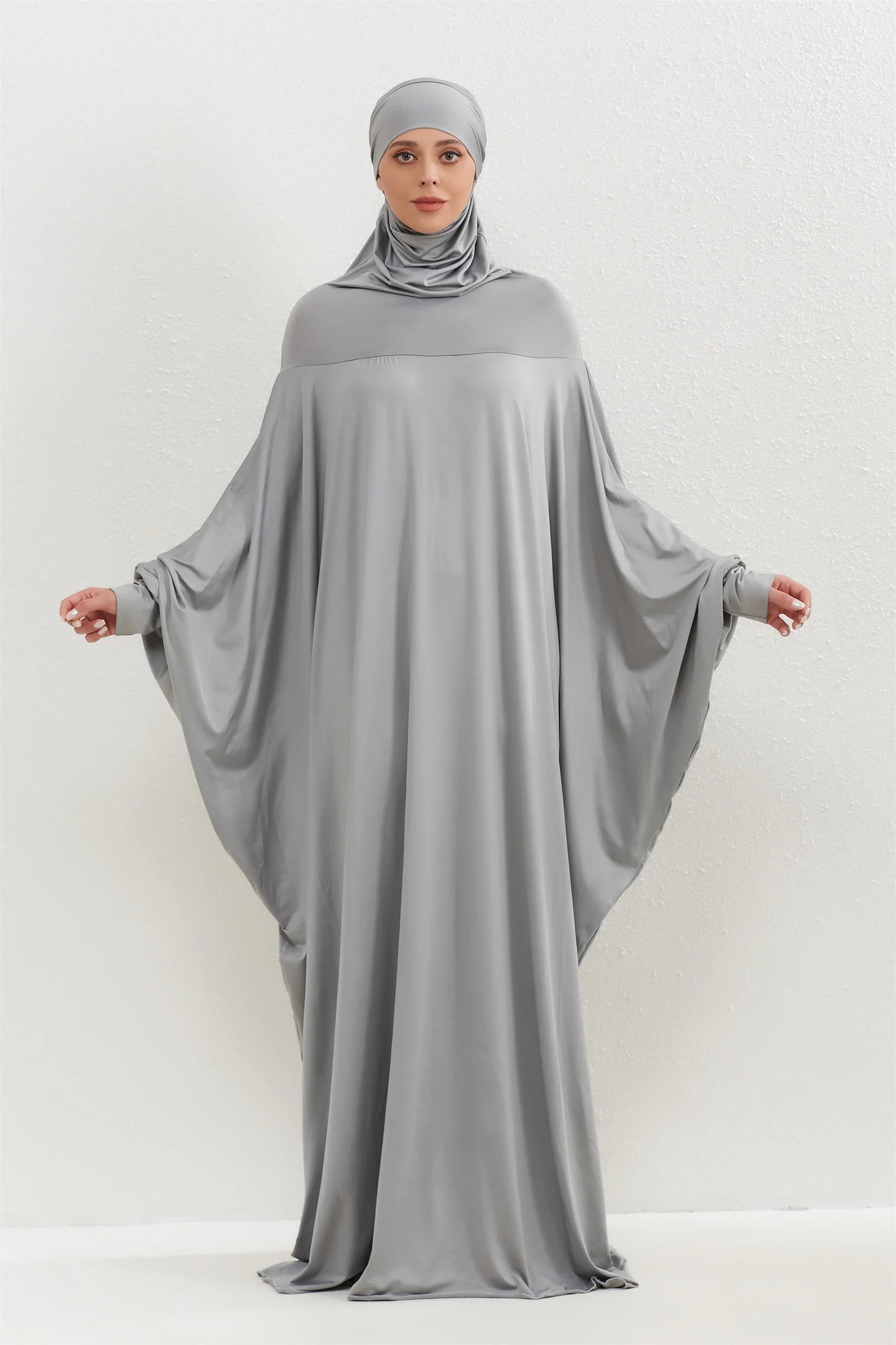 Muslim Abayas Hijab Hooded Smocking Sleeve One-piece Prayer Dress Women Jilbabs Kaftans Islamic Dubai Saudi Robe Turkish Modesty