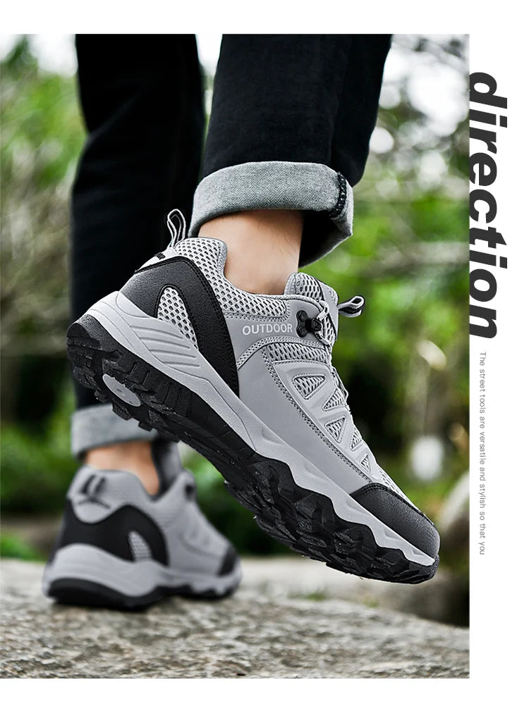 New men 2024 flat comfortable mesh surface breathable fashion casual sports men's shoes plus size hiking hiking sneakers