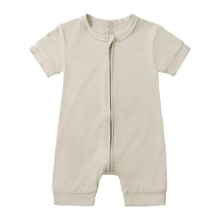 Fashion Solid Color Newborn Baby Clothes Girl Romper Cotton Shorts Sleeve Zipper Infant Boys Rompers 3-24 Months