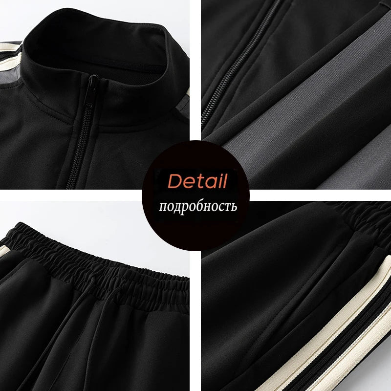 Autumn Men Casual Sport Fitness 2 Pieces Tracksuits Suits Men Sportswear Run Outdoor Sets Male Gym Joggers Sweatpant Jacket Suit