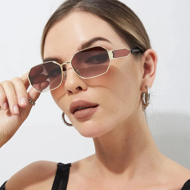 Small Frame Vintage Sunglasses Women Polygon Luxury Brand Eyewear Women High Quality 2024 Glasses Gafas De Sol Mujer