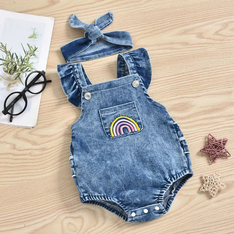 Summer Baby Girls Clothes Fashion Infant Clothes Boys Bodysuit Scarf Sleeveless Newborn Girls Bodysuit 0-18 Months