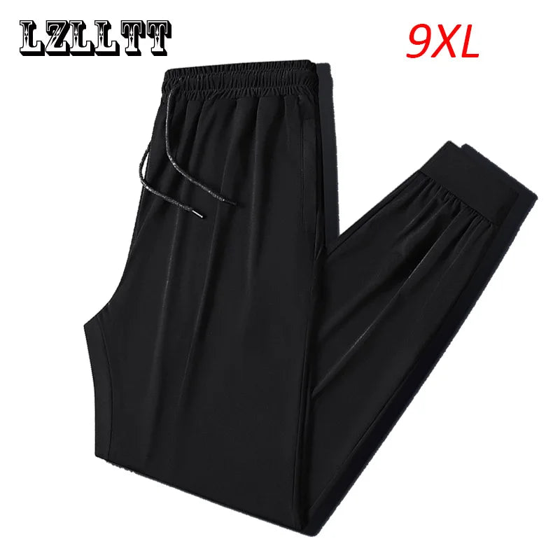 Summer Men Cool Ice Breathable Sport Pants Jogger Tracksuit Men Casual Quick Dry Gym Outdoor Pant Men Trouser Male Plus Size 9XL