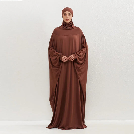 Muslim Abayas Hijab Hooded Smocking Sleeve One-piece Prayer Dress Women Jilbabs Kaftans Islamic Dubai Saudi Robe Turkish Modesty