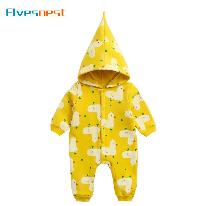 Cartoon Newborn Baby Clothes Boys Rompers Long Sleeve Hooded Baby Girl Romper Spring & Autumn Children Clothin 1-3 Years