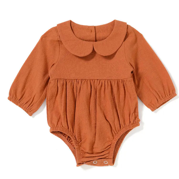 Fashion Solid Color Newborn Clothes Girls Bodysuit Summer Baby Girl Clothes Linen Cotton Long Sleeve Infant Clothing 3-18Months