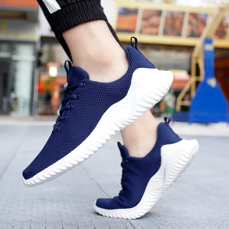 New large size men's shoes mesh surface breathable fashion thick sole sneakers loafers casual sports mens shoes vulcanized shoes