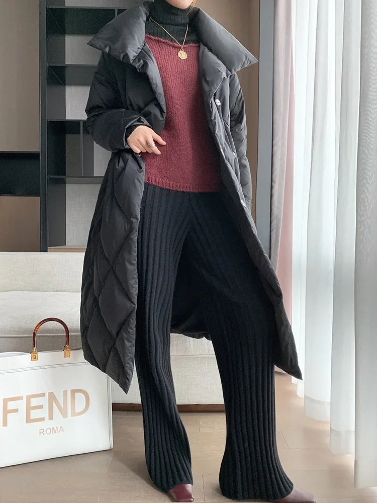 Autumn Winter Casual Thick Knitted Pant Women Long Trousers Elastic High Waist Kniting Wide Leg Pants Striped Pantalon