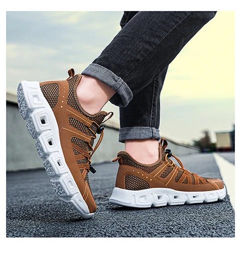 Spring and summer new men's leisure sports breathable mesh light walking shoes large size vulcanized men's shoes