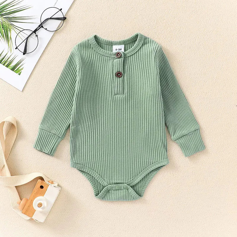 Solid Color Newborn Clothes Boys Bodysuits Spring & Autumn Baby Girls Clothing Cotton Long Sleeve Infant Bodysuits 3-18 Months