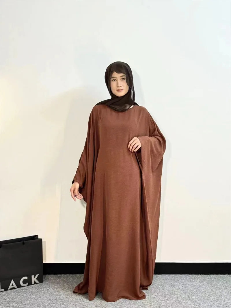 Muslim Abayas Loose Maxi Dresses Women Jilbabs Muslim Dress Full Sleeve O-neck Casual Solid Robe Islamic Ramadan Dresses