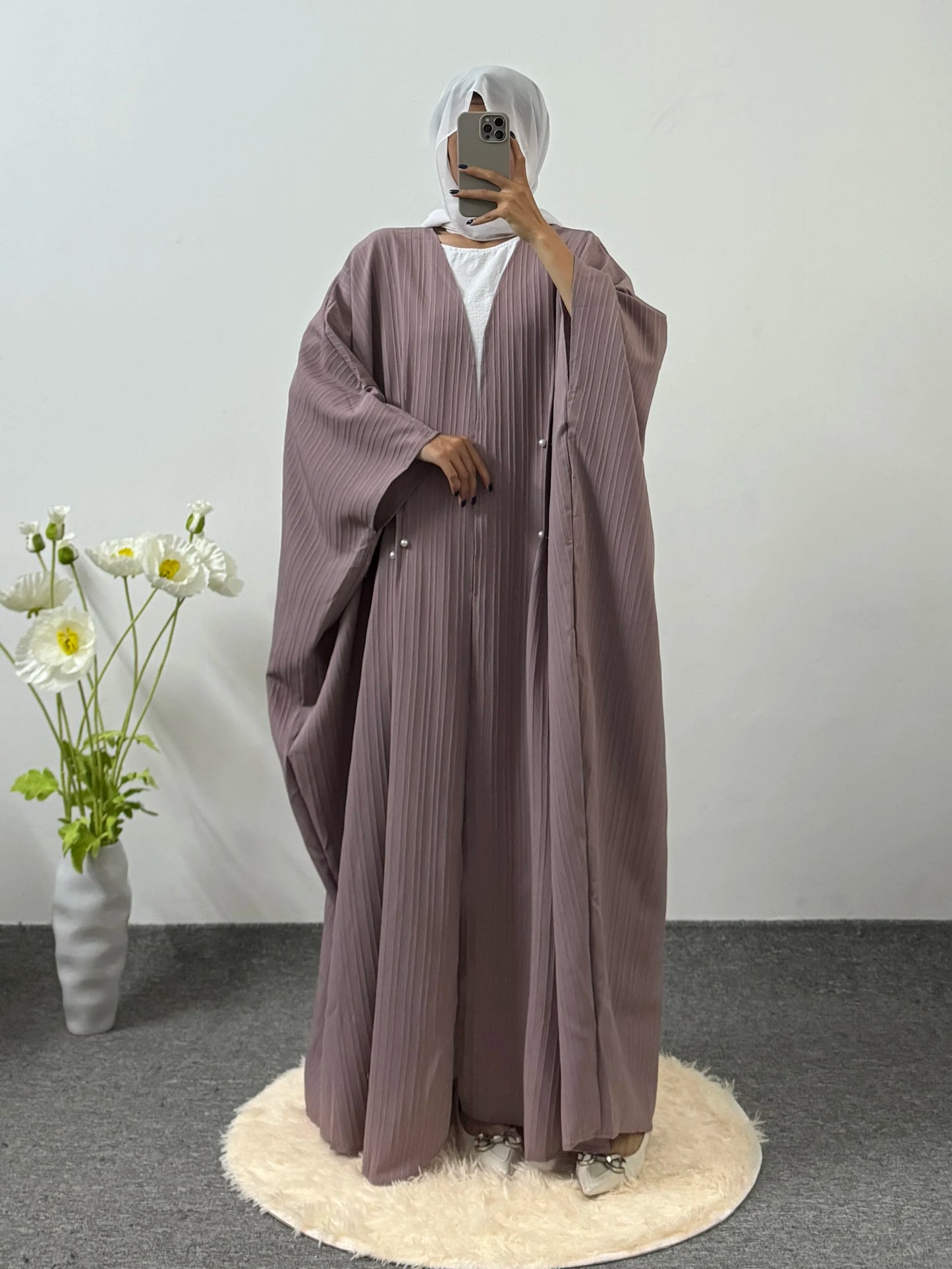 Muslim Open Front Abayas Long Sleeve Modest Kaftan Loose Casual Maxi Length Dress Women Jilbabs Women's Clothing