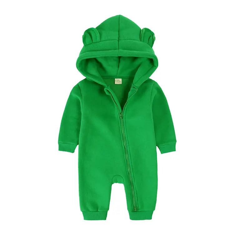 Long Sleeve Hooded Zipper Newborn Baby Clothes Winter Baby Girl Romper Winter Warm Newborn Clothing Girls Rompers  3-24 Months