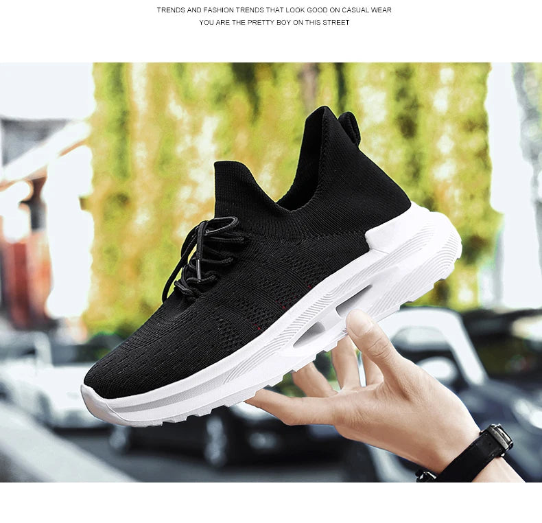 Men's sports casual shoes Breathable light lace-up solid color comfortable walking fitness training men's shoes