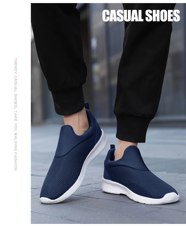 Men's casual sports shoes lightweight spring and autumn mesh surface breathable non-slip flat men's fashion walking loafers