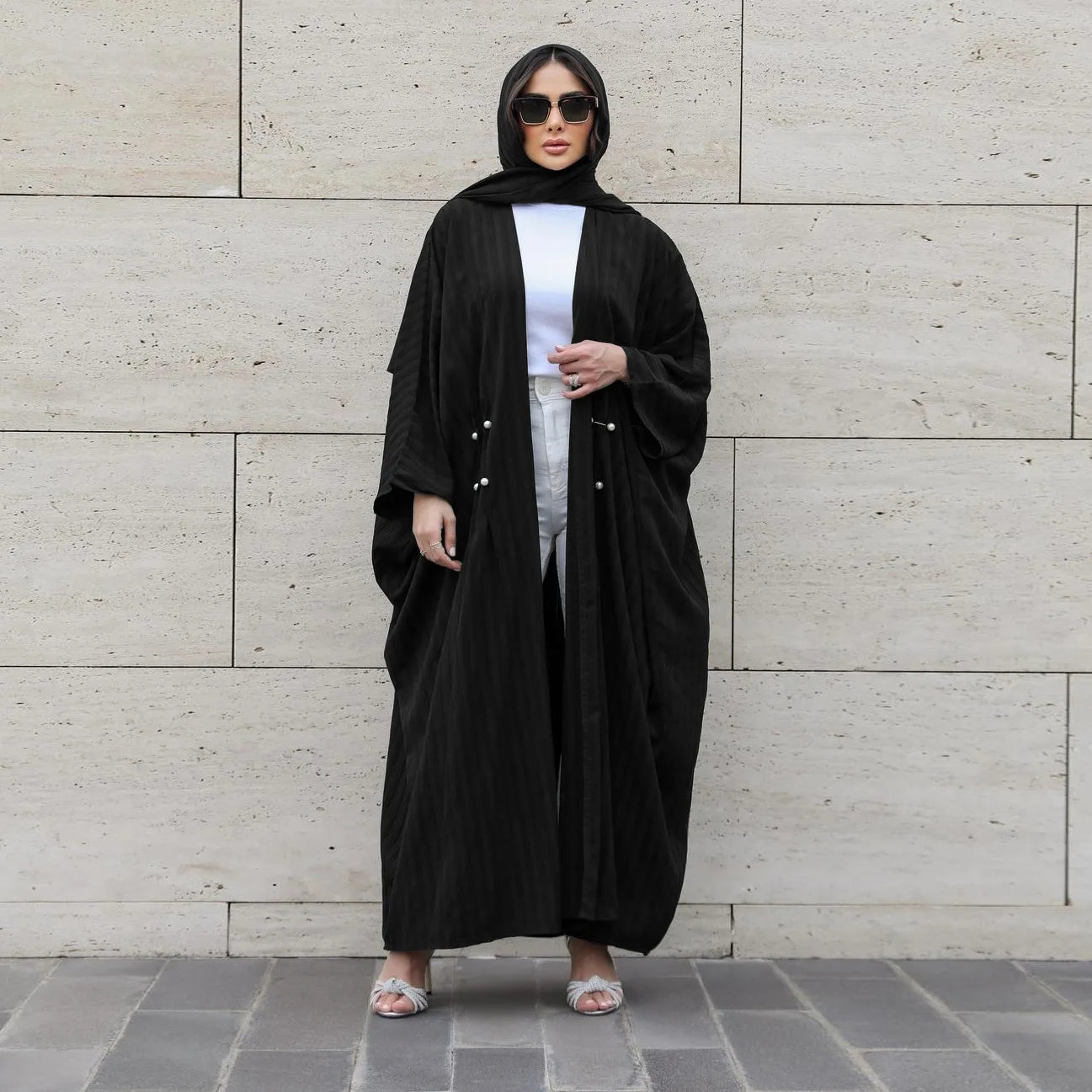 Open Front Abaya Long Sleeve Modest Muslim Out Kaftan Loose Maxi Length Dress ,Women Jilbabs Cardigan Coat Women's Clothing