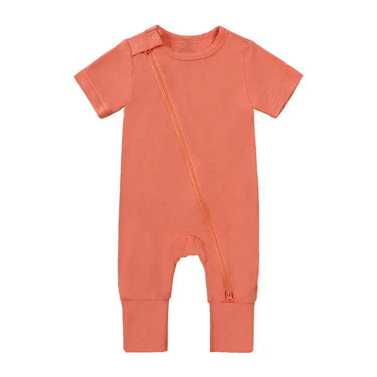 Fashion Solid Color Baby Girl Romper Summer Baby Clothes Boys Rompers Cotton Short Sleeve Zipper Newborn Rompers 3-24 Months